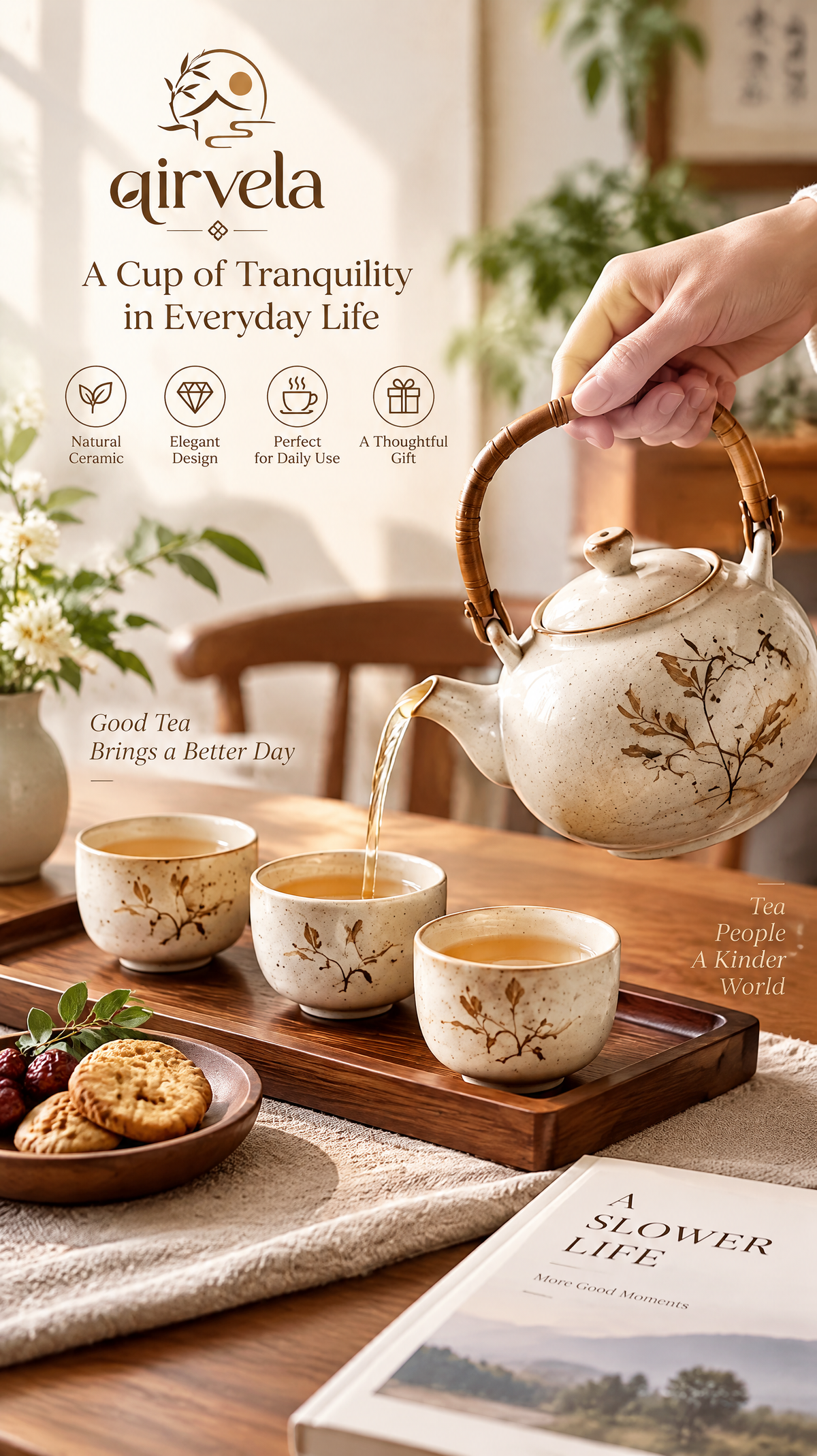 Qirvela Botanical Ceramic Tea Set image 2