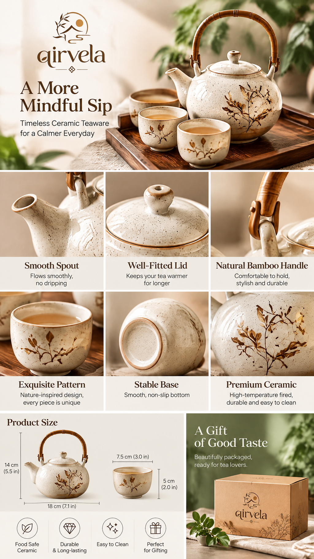 Qirvela Botanical Ceramic Tea Set image 3