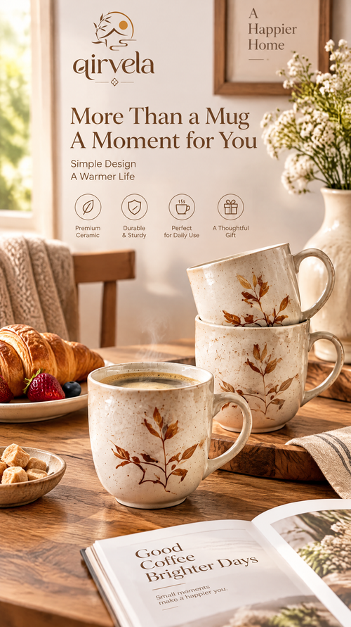 Qirvela Botanical Ceramic Mug Set image 2