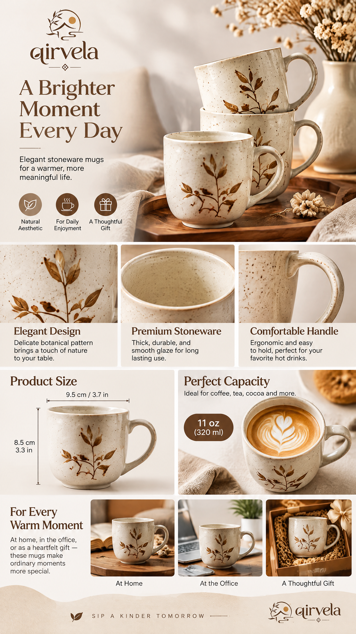 Qirvela Botanical Ceramic Mug Set image 5