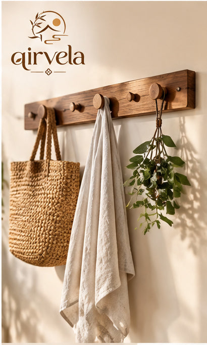 Qirvela Wooden Wall Hook Rack view 1