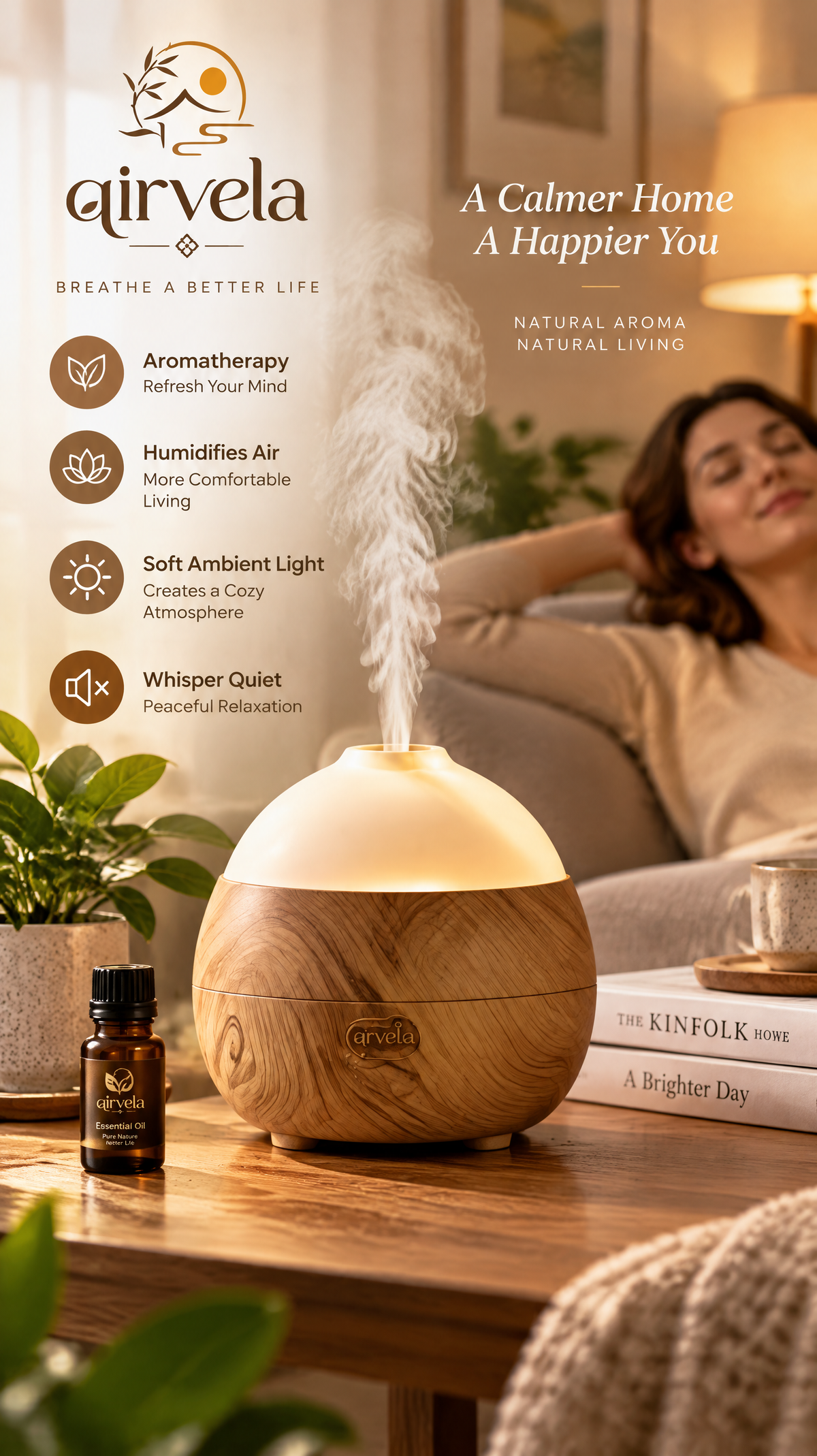 Qirvela Wood-Grain Aroma Diffuser view 3