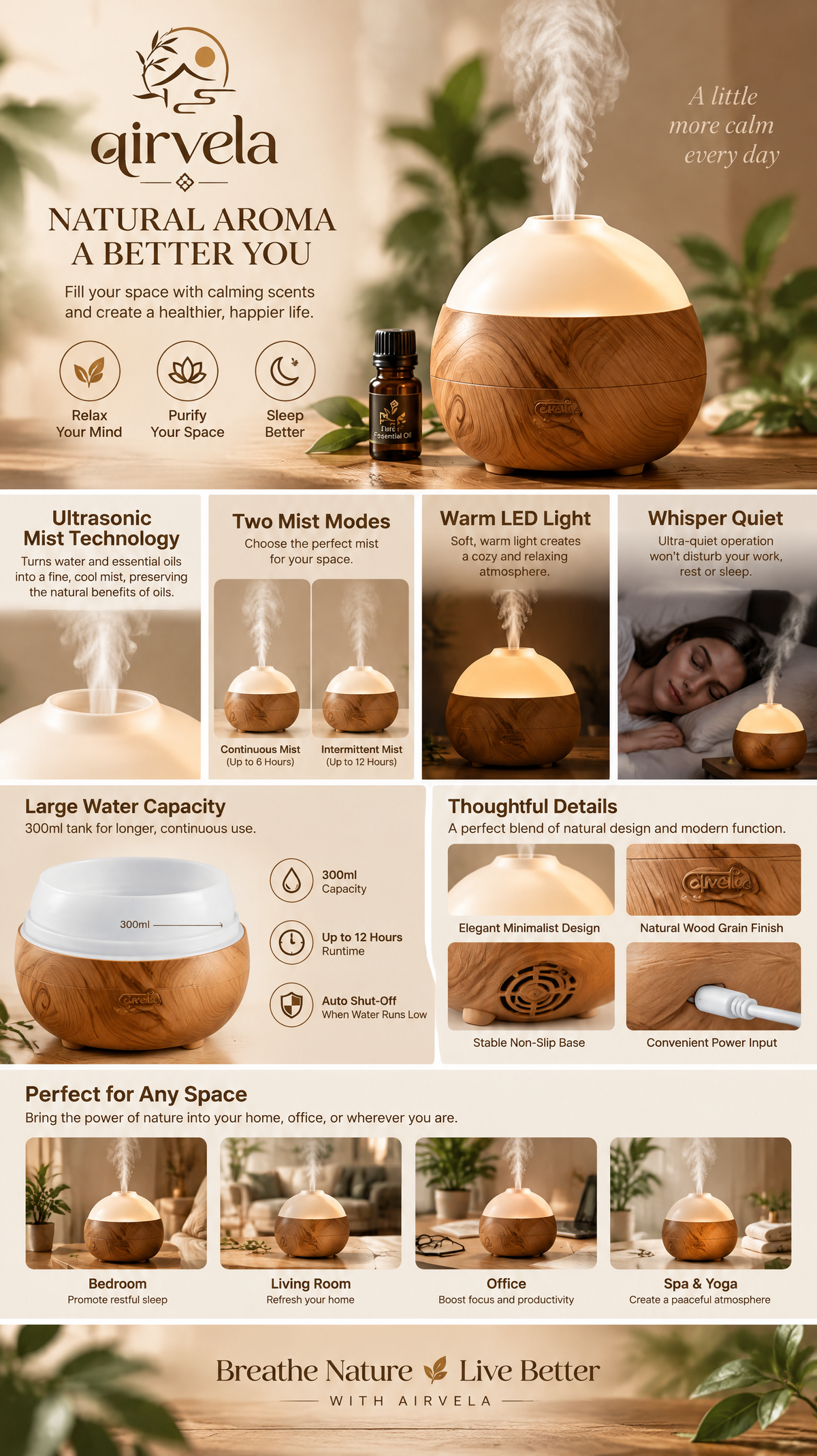 Qirvela Wood-Grain Aroma Diffuser view 4