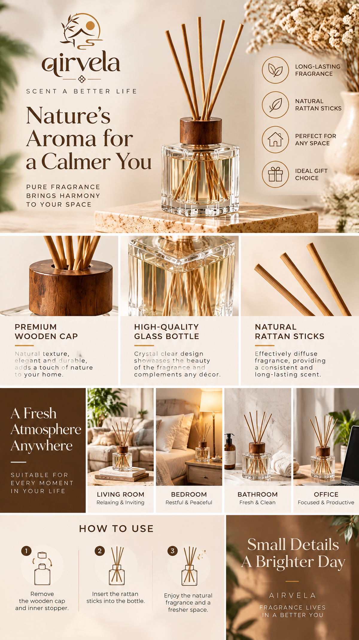 Qirvela Clear Glass Reed Diffuser view 2