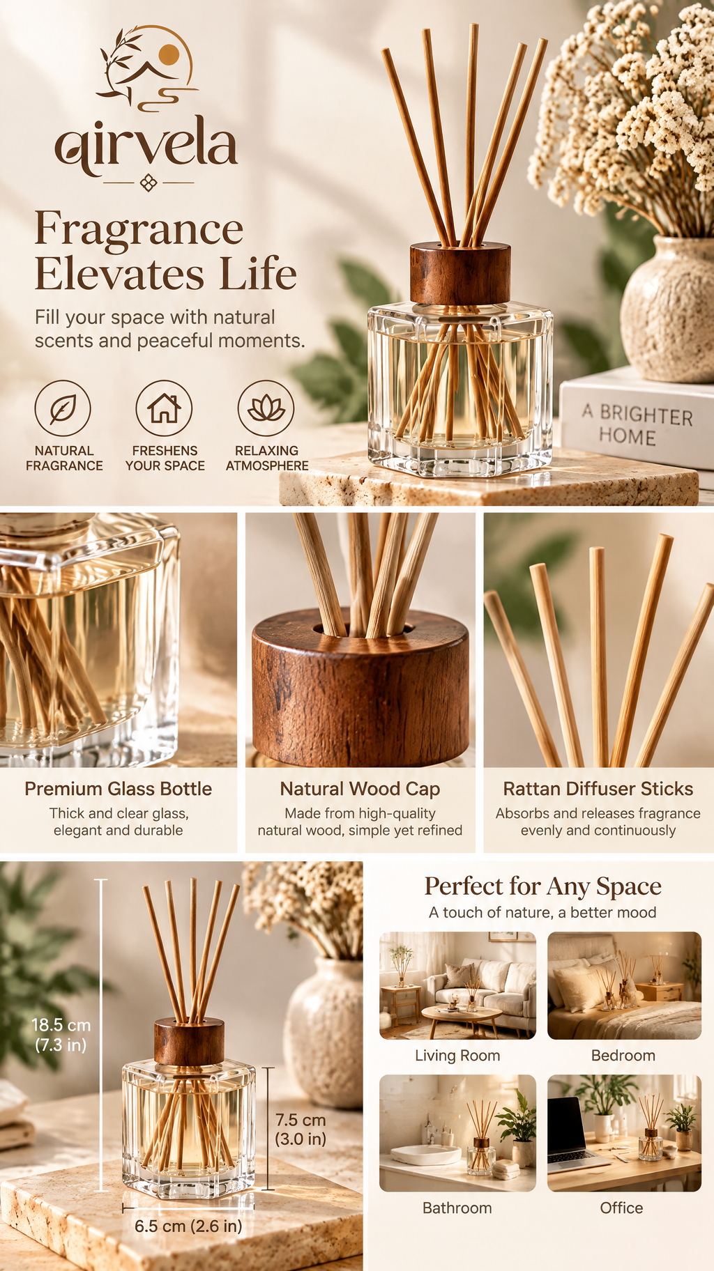 Qirvela Clear Glass Reed Diffuser view 3