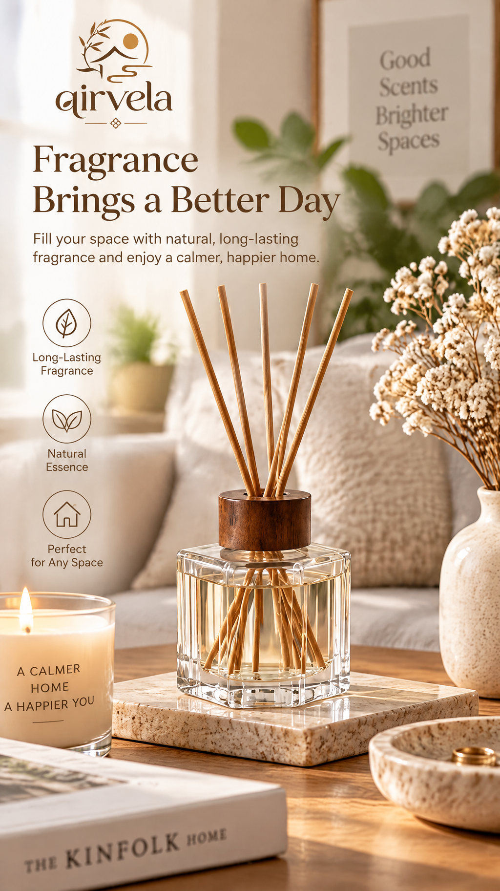 Qirvela Clear Glass Reed Diffuser view 4