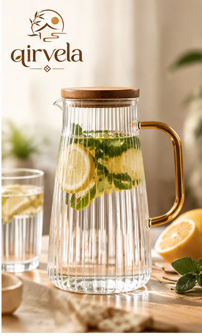 Qirvela Ribbed Glass Lemon Pitcher image 1