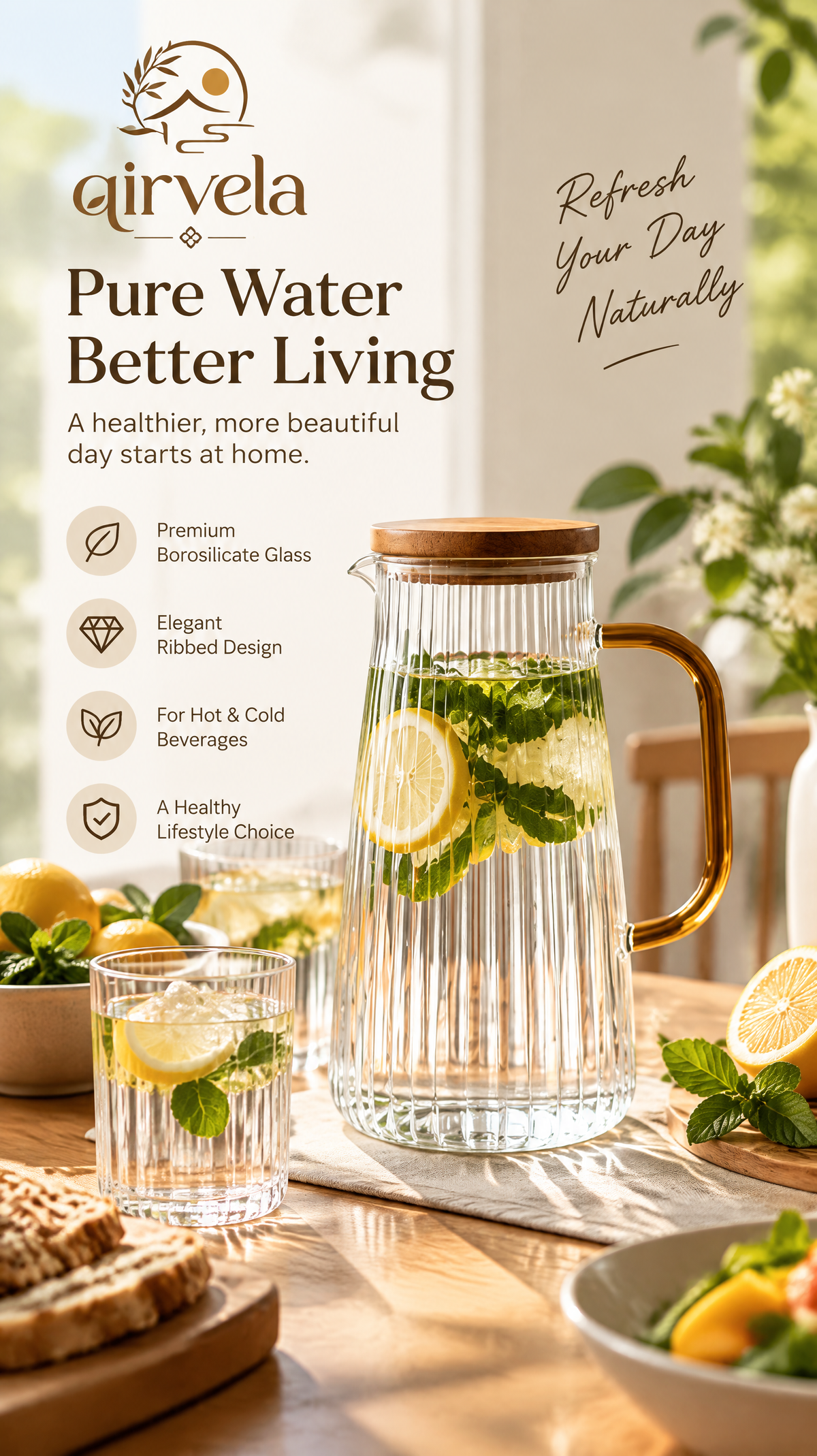 Qirvela Ribbed Glass Lemon Pitcher image 5