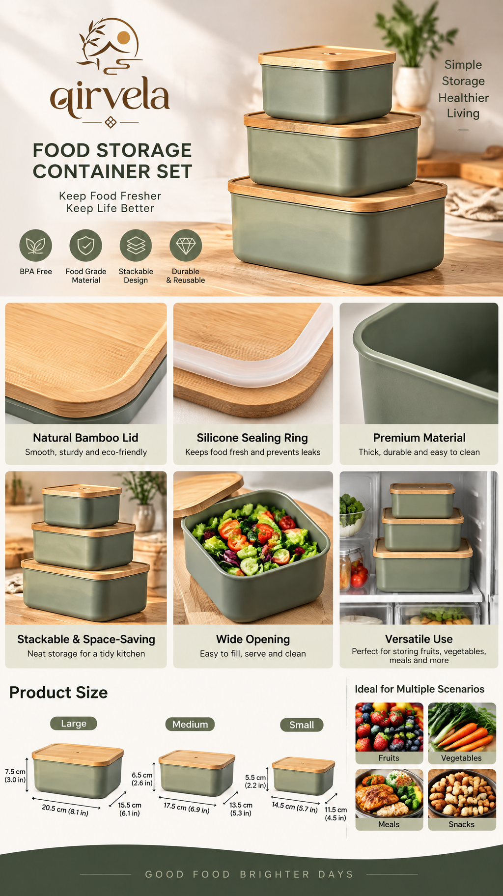 Qirvela Stackable Storage Container Set 3