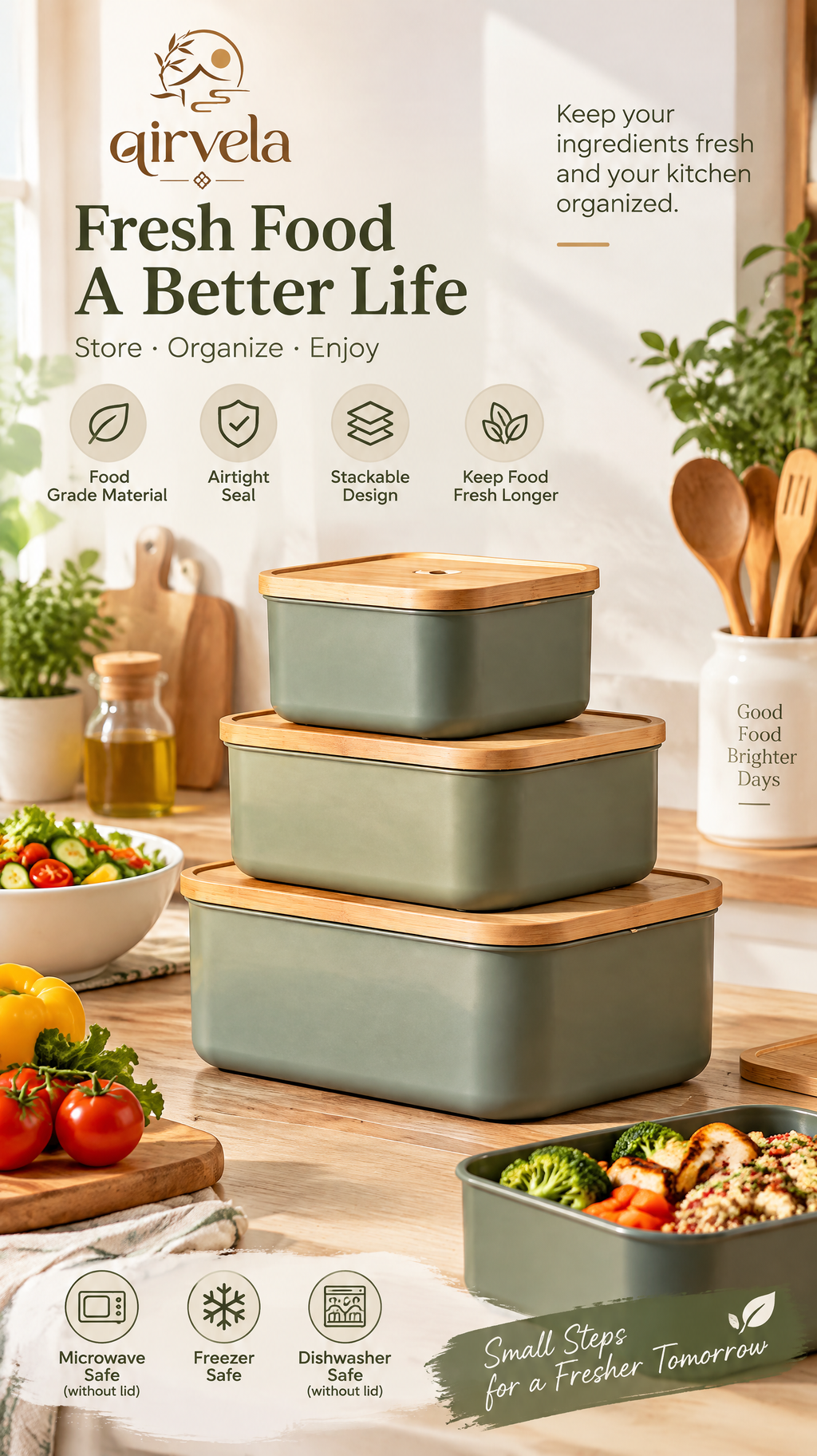 Qirvela Stackable Storage Container Set 4