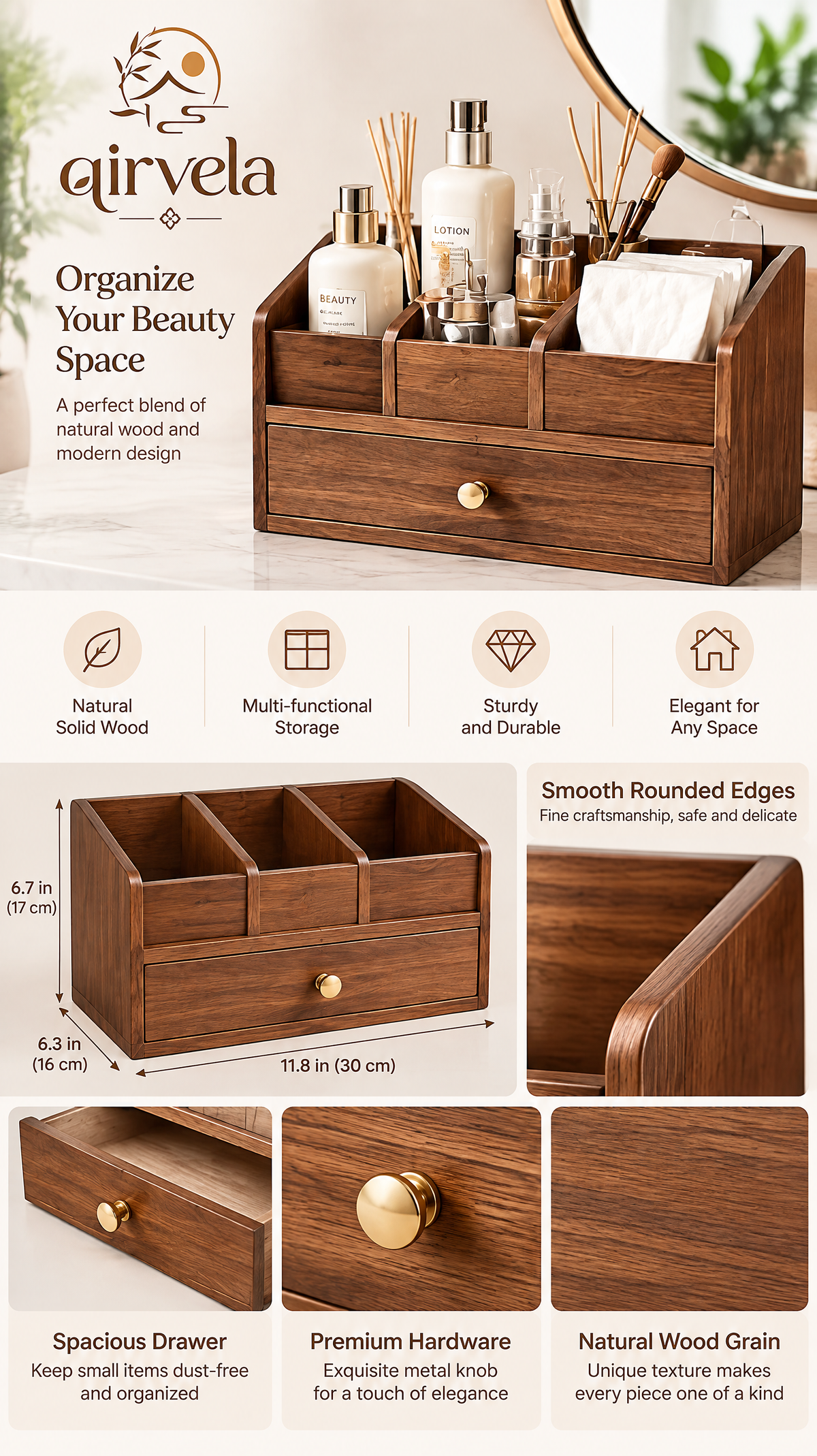 Qirvela Wooden Vanity Organizer 4